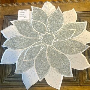 NWT Lavish Home Silver Sparkle Poinsettia Place Mat